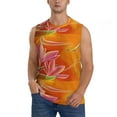 thumbnail image 3 of Uemuo Orange Flower Psychedelic Pattern Men's Sleeveless T-Shirt,Muscle Athletic Tank Top, Moisture-wicking Quick-dry Breathable Classic Tee Top for Gym Run Outdoor Sports-, 3 of 8