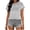 Gray, variant on Hinvhai Womens Tops Summer Short Sleeve Crew Neck Solid Color T Shirts Spring Striped Print Clothing Basic Tee Yellow XXL(XXL)