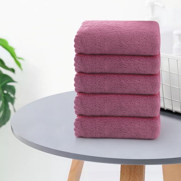 Fmbmuo Velvet Bath Towel Absorbent Solid Color Cloth Red Washcloths, 12 x 24 inch Thick Soft Easy to Carry Gift Towels 5 Pack