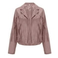 thumbnail image 6 of Floleo Clearance Fall Clothes For Women Fringe Coat For Women Faux Suede Leather Cowboy Style Coat Long Sleeve Tassels Cardigan Coat Pink, 6 of 9