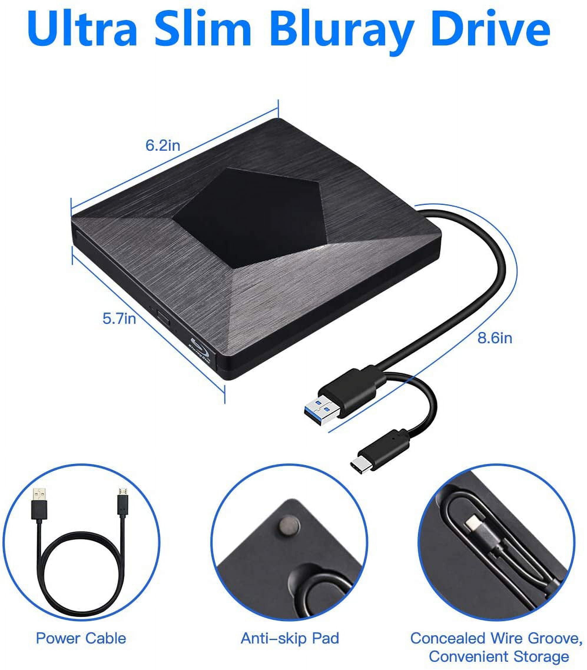 Cabling - CABLING® Lecteur DVD Blu Ray Externe Portable Ultra Slim USB 3.0  Graveur de DVD CD-RW pour Mac OS, Linux, PC Windows XP/Vista / 7/8/10 -  Lecteur Blu-ray - Rue du Commerce