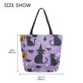 thumbnail image 5 of FORMRS Womens Canvas Tote Bag with Zipper Inner Pocket Shoulder Handbag, Halloween Cats, 5 of 7