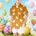 thumbnail image 2 of LRen Easter Bunny Print Boys Short Sleeve Button Down Shirt With Stand Collar Easter Egg Graphic Print Boys Kids Toddler Tees Clothes Summer Tops, 2 of 5