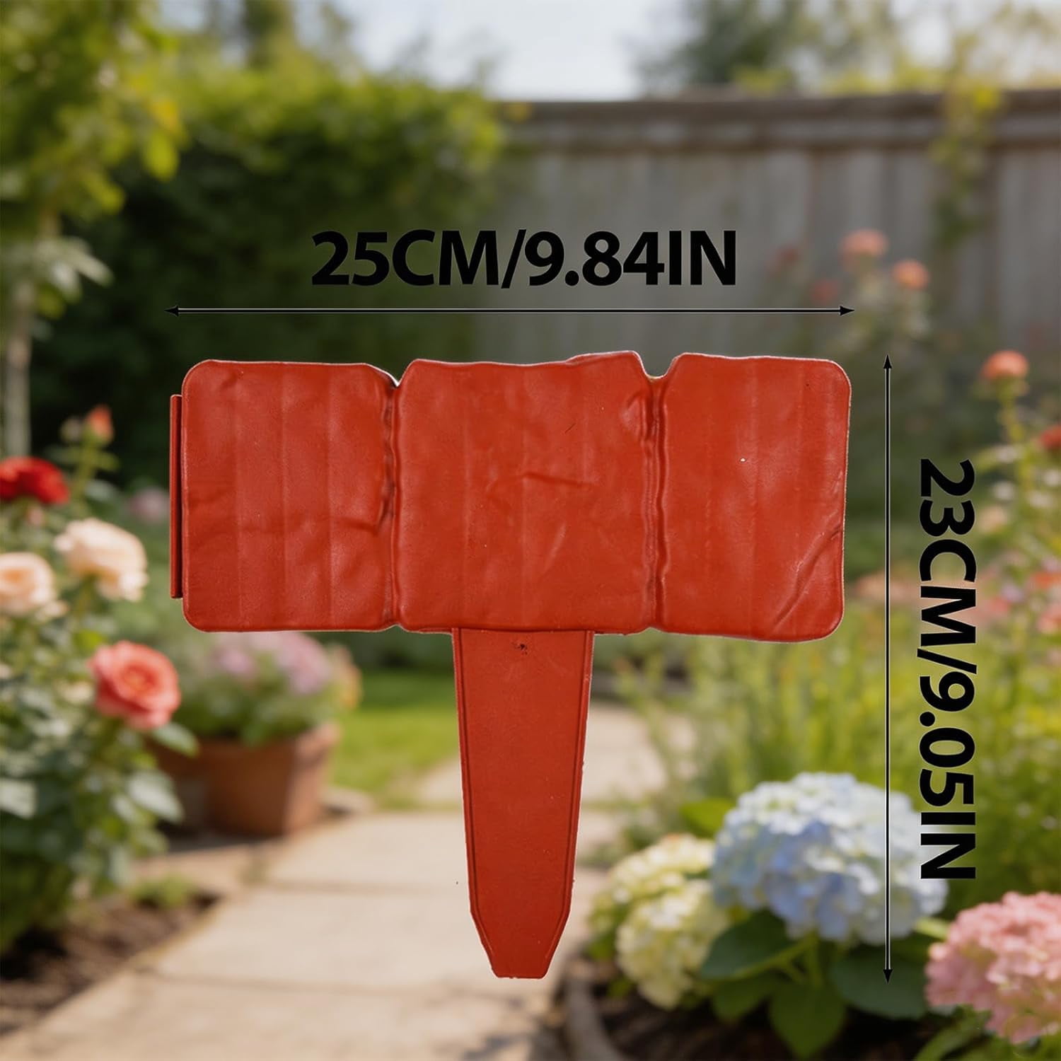 Plastic Garden Retaining Fence with Stakes, Imitation Stone Garden Fence for Flower Beds, No-Dig Interlocking Landscape Edging for Flower Beds, Pathways, and Lawns(10 Pcs)