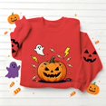 thumbnail image 7 of Women's Crewneck Pullover Sweatshirt Halloween Graphic Tops Long Sleeve Casual Fall Shirts Cute Pumpkin Candy Print Loose Fit Activewear for Festivals, 7 of 7