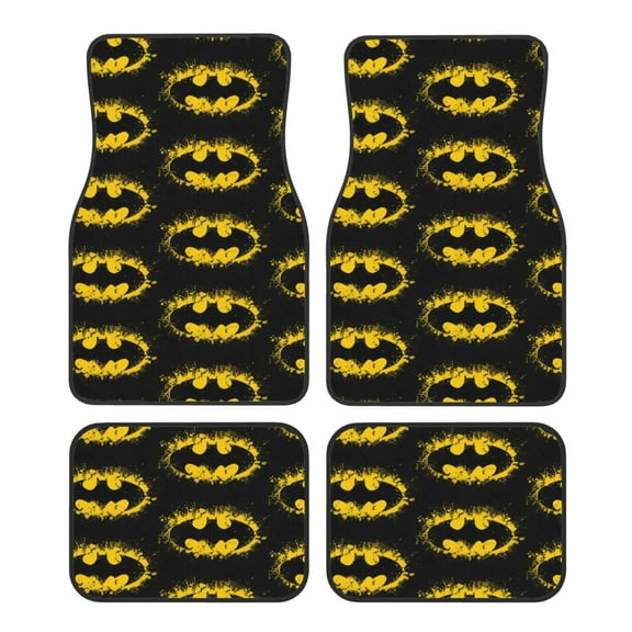 Batman Car Floor Mats Set of 4, Anti-Skid Universal Automotive Carpet Front Rear Floor Foot Pads Interior Accessories Decorative for Vehicle Car Truck SUV Van