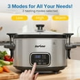thumbnail image 3 of Sunvivi 4QT Programmable Slow Cooker with Locking Lid, Removable Ceramic Pot, 3 Heating Settings & Timer, Stainless Steel, Silver, 3 of 10