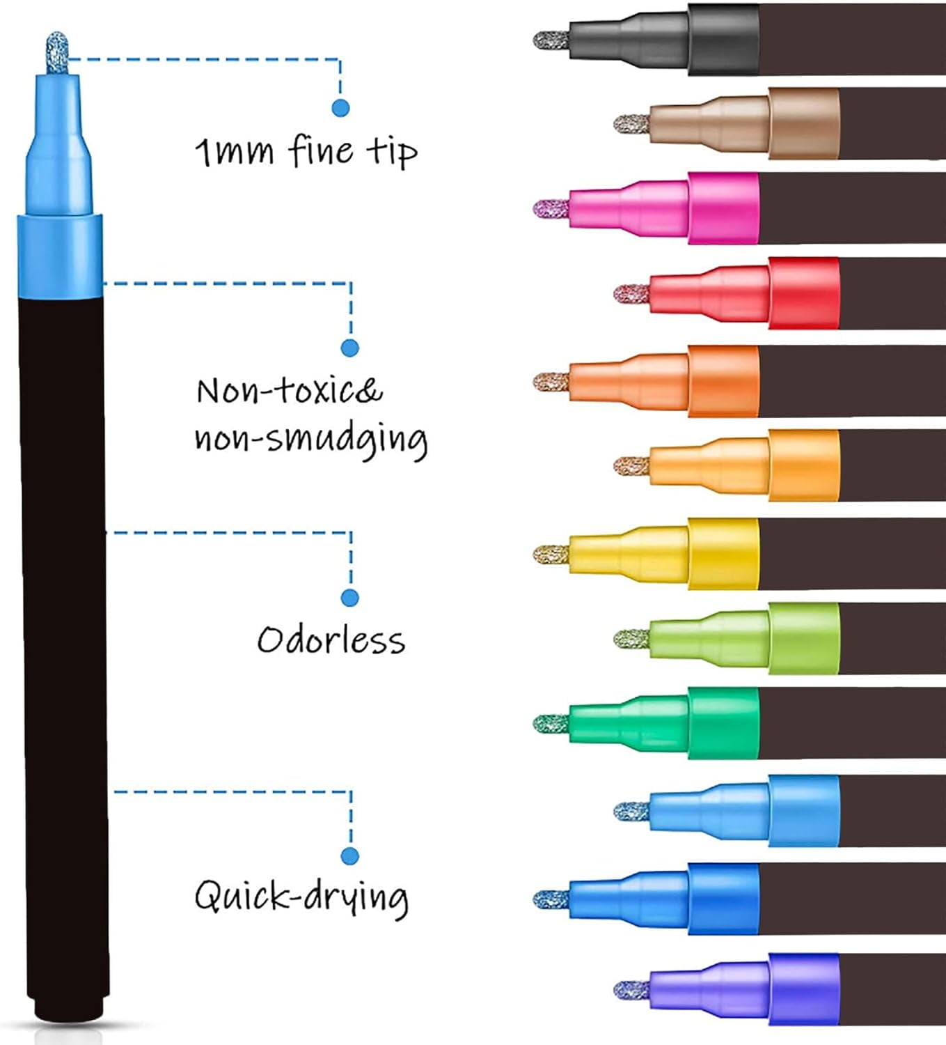 Glitter Outline Paint Markers, Outline Markers Self-Outline Metallic Markers, Outline Shimmering Markers, Double Line Outline Markers, Glitter Gel Pens (36 Colors)