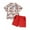 Red, variant on Toddler Boy 4th of July Outfits, 6 12 18 24M 3 4Y Eagle Print Lapel Short Sleeve Button Tops + Elastic Waist Shorts 2 Piece Set