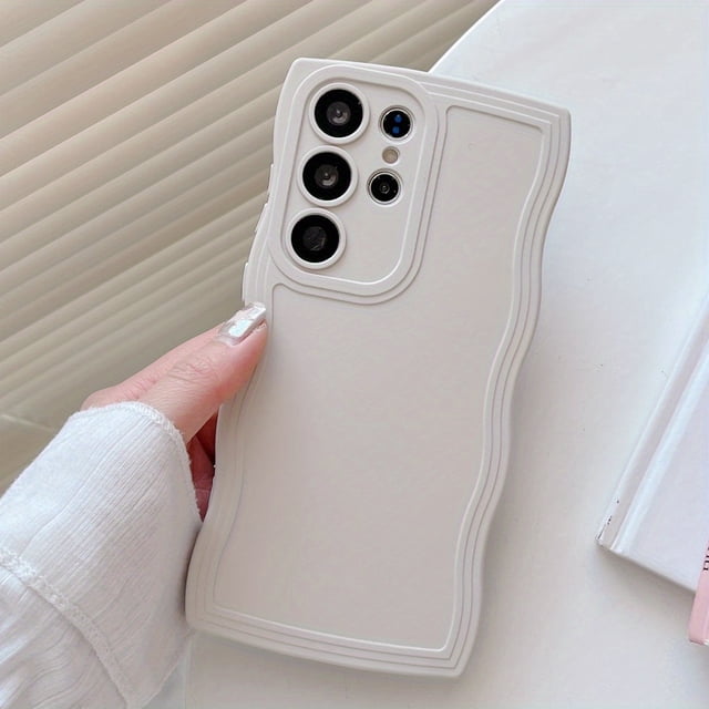 Cute Curly Wave Phone Case For Samsung Galaxy S23 S22 Ultra S21 FE S20 Plus, Wave Frame Shape Shockproof Soft TPU Shockproof Protective Bumper Case