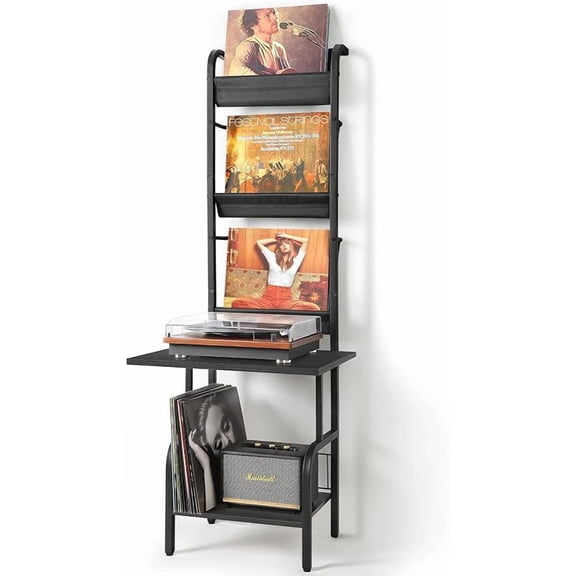 Record Player Stand with Vinyl Storage, Record Player Table with Vinyl Record Storage up to 200 Albums, Turntable Stand with Record Holder Display Shelf, Record Player Cabinet Organizer Rack