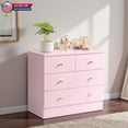 thumbnail image 2 of Hassch 25.98" Wide Dresser with 4 Drawers and Matte Gold Handles, Floor Standing Bedroom Organizer, Pink, 2 of 10