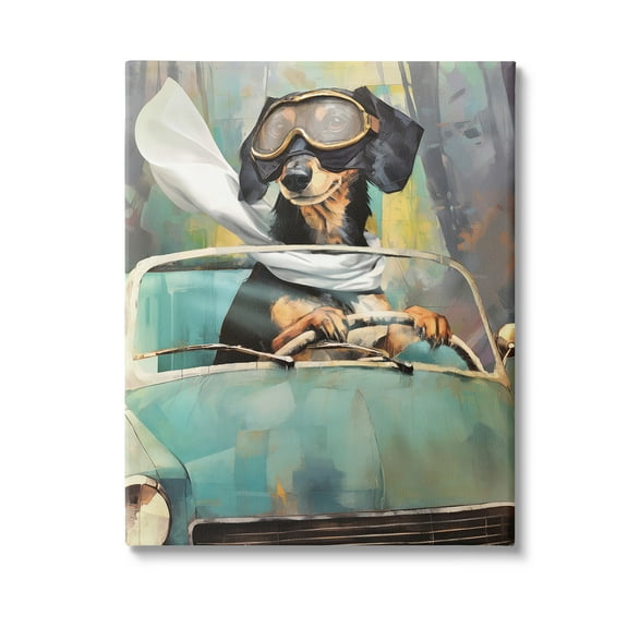 Stupell Industries Dog on Joy Ride Animals & Insects Painting Gallery Wrapped Canvas Art Print Wall Art, 16 x 20