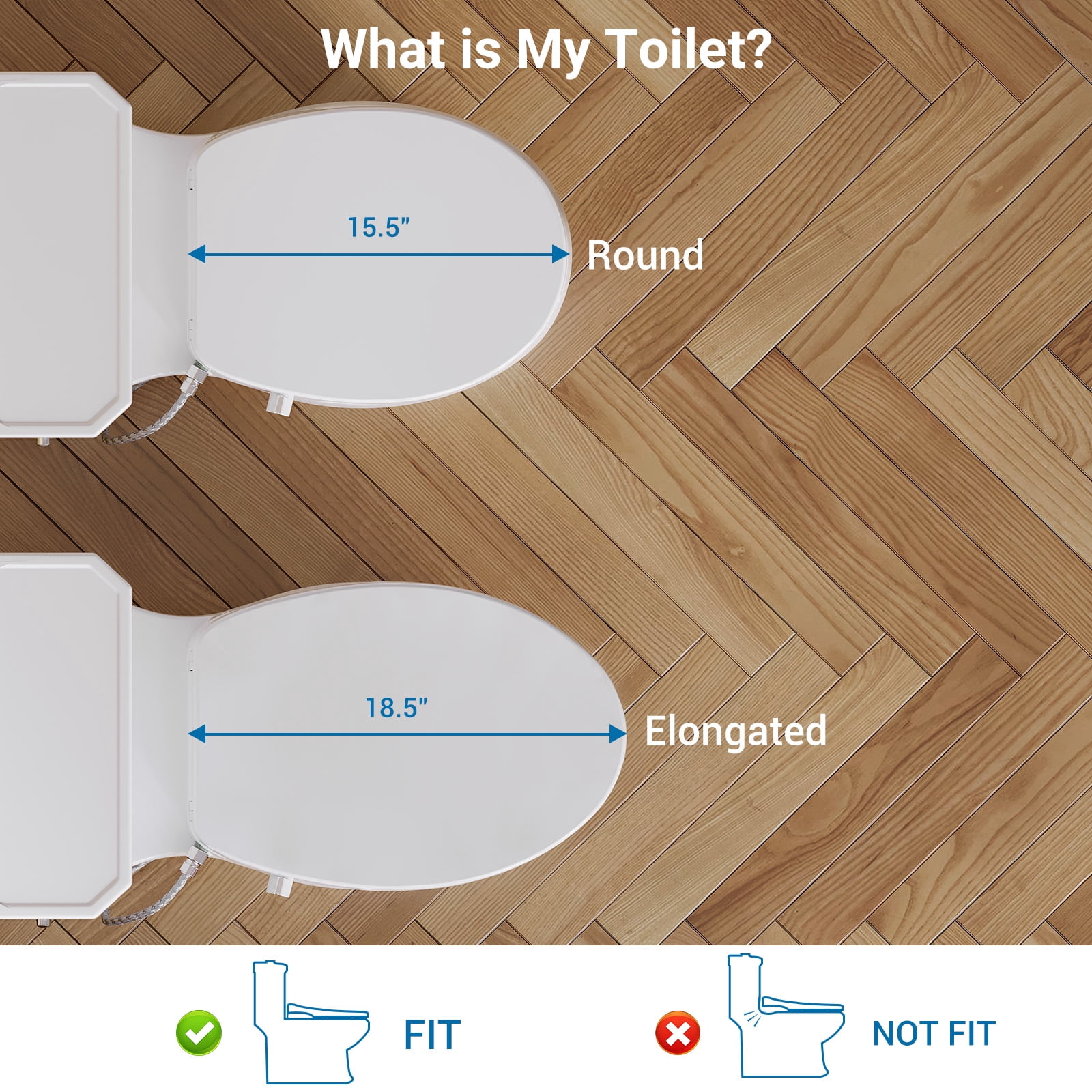 Round Bidet Toilet Seat – Non-Electric, Slow-Close Lid, Adjustable Water Pressure, Self-Cleaning Dual Nozzles for Frontal & Rear Wash – Hygienic Fresh Water Bidet Seat