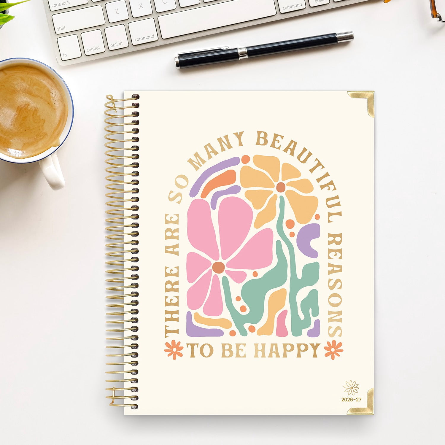 bloom daily planners 2026-2027 Academic Planner, 13-Month Monthly & Weekly Hard Cover, 8.5" x 11", So Many Reasons to Be Happy