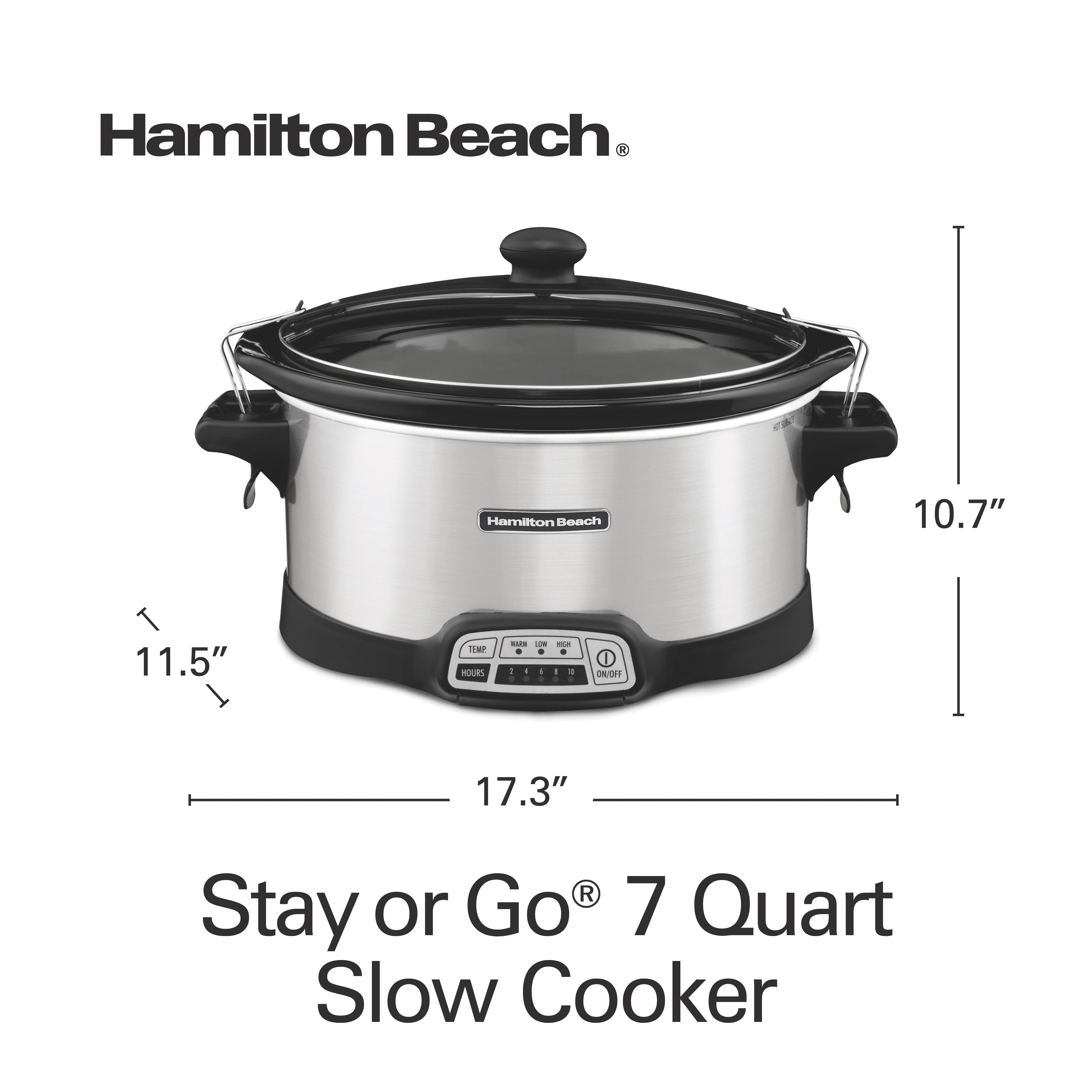 Hamilton Beach Portable 7 Quart Programmable Slow Cooker with Three  Temperature Settings, Lid Latch Strap for Easy Travel, Dishwasher Safe  Crock
