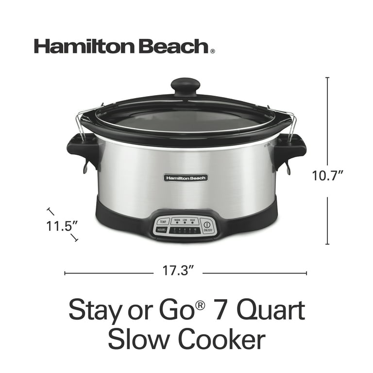 Hamilton Beach Stay or Go Slow Cooker, 6 Quart Capacity, Lid Lock