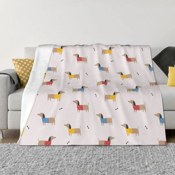 Fotbe Dachshund Dog Puppy Manta de Franela con Estampado, Manta Ultrasuave para Cama, Sofá, Auto, Hipoalergénica y Antibolitas-50"x40"