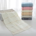 thumbnail image 1 of Nvzi Toallas de baño de algodón puro de 3 piezas, uso multipropósito como baño de fitness, manejan diversas situaciones sin esfuerzo. 27,56 x 13,39 pulgadas (color crema), 1 of 5