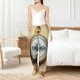 thumbnail image 4 of Fotbe Magnetic Old Compass On World Map Pantalones de Pijama para Mujer, Pantalones de Dormir, Pantalones Pj con Cordón y Bolsillos-Large, 4 of 6