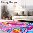 thumbnail image 2 of ODIKA 8'x10' Machine Washable Non-Slip Area Rug, Cheerful Nautical Cartoon Sea Life Hook with Mermaid Touch High Traffic Rug, Pink, 726024, 2 of 7