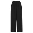thumbnail image 3 of SNKSDGM Women's Plus Work Pants Women Black Flare Capri Pants for Women Dressy Casual Plus Womens Elastic High Waisted Drawstring Palazzo Pants Casual Wide Leg Long Pant Trousers with Pocket, 3 of 7