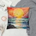 thumbnail image 2 of Creowell Pillowcase Abstract Beach Watercolor Sunset Beach Picture Prints Ocean Scenery Paintings Plush Pillowcase (Universal 1) White, 2 of 5