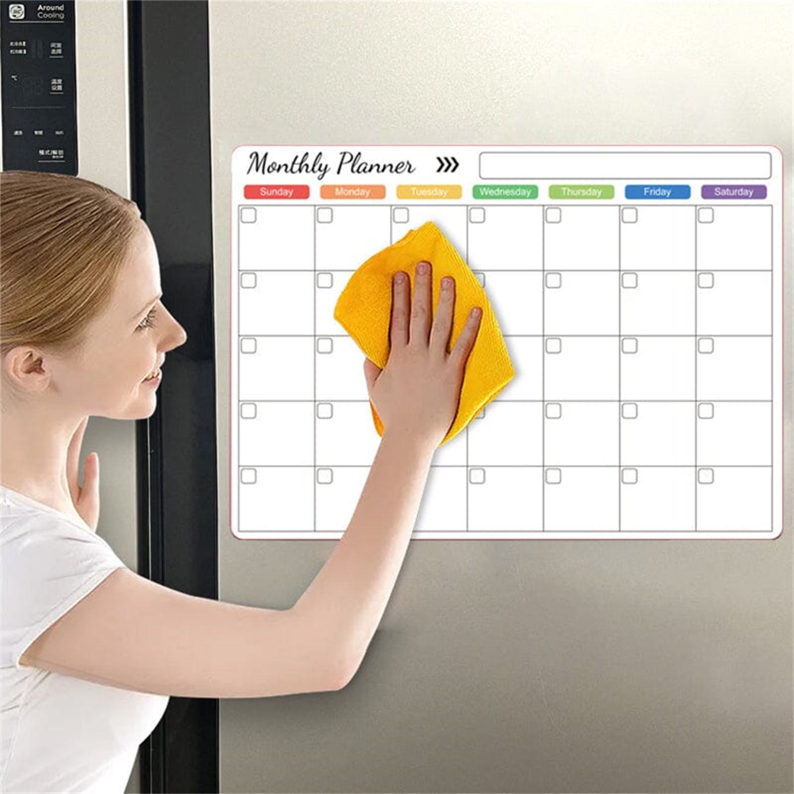Magnetic Fridge Calendar Set,3 Pack Magnetic Whiteboard Stickers for Fridge, Study Planner Message Boards, Easy-Erase Markers Included, Perfect for Family Organization, Kids Teachers White