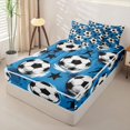 thumbnail image 2 of Homewish Soccer Sport Games Themed Kids Zipper Twin Comforter Sets with Fitted Sheet and 2 Pillowcases For Football Gamer,Cute Stars Print Zipper Bedding Set,Navy Blue Reversible,4 Pieces, 2 of 7
