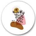 thumbnail image 2 of Designart - Elementary Shapes With Abstract Flowers Plants I - Modern Metal Circle Wall Art, 2 of 5