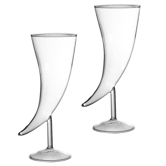 2 PCS Gafas creativas en forma de cuerno de cuerno para cócteles (color transparente)