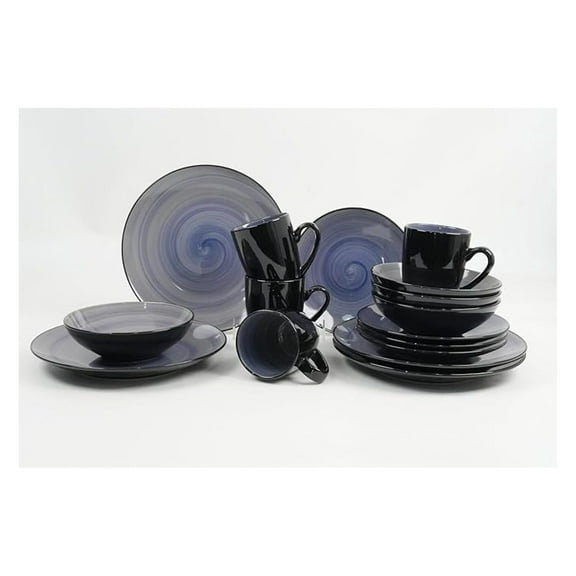 Stoneware Dinnerware Set 16pc, Sonoma Black & Speckled Cobalt Blue - Service for 4