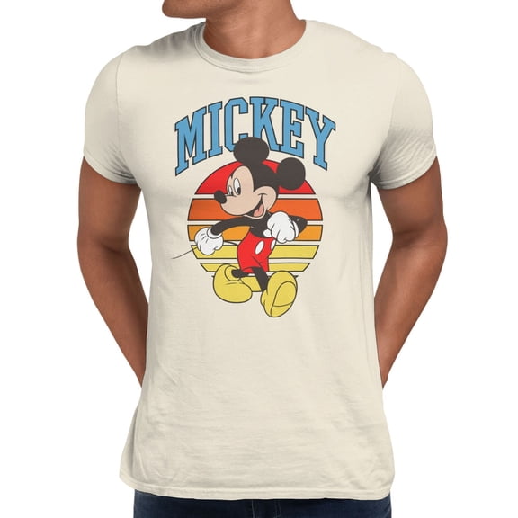 Disney Mickey Mouse Men's Sunrise Circle T-Shirt (Natural, S-XXXL)