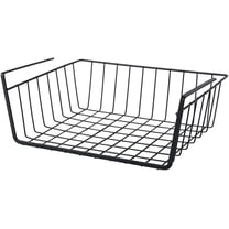 1 Pack Stackable Under Shelf Wire Baskets Pantry Organizer, Under Cabinet Storage Space Saving Hanging Basket for Kitchen Bookshelf Cupboard, Black