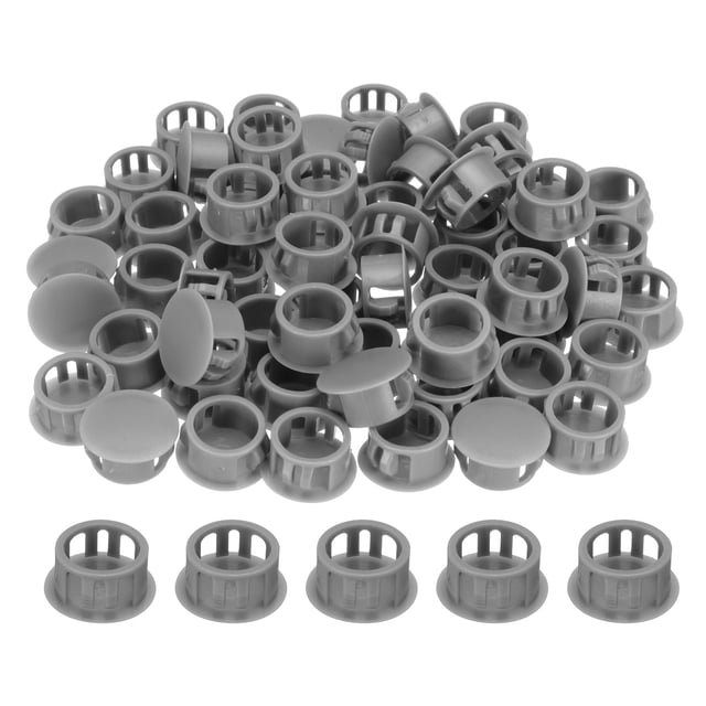 100 piezas de tapones de agujero de plástico de nylon, tapones de agujero de tornillo redondo de 3/5" (16mm) para muebles de cocina, gris oscuro