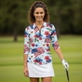 thumbnail image 2 of Garronmavis 250th Anniversary Women's Golf Shirt and Sun Visor Hat Set Lightweight Golf Tennis Shirts Sports Sun Visor Hat for Yoga or Daily Wear 4-Way Stretch Breathable Fabric Fit Plain, 2 of 7