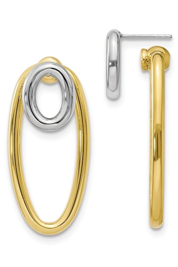 Sterling Silver & Gold-tone Front & Back Oval Post Earrings