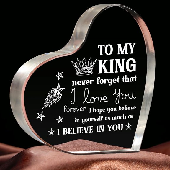 Gifts for Him Boyfriend, Mens Gifts, Anniversary I Love You Gifts for Him, Men's Heart Shaped Acrylic Block -Fathers Day Birthday Gifts for Boyfriend Husband