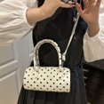 thumbnail image 4 of Hsqqdc Retro Polka Dot Cylindrical Handbag PU Leather Crossbody Shoulder Bag for Work and Travel, 4 of 7