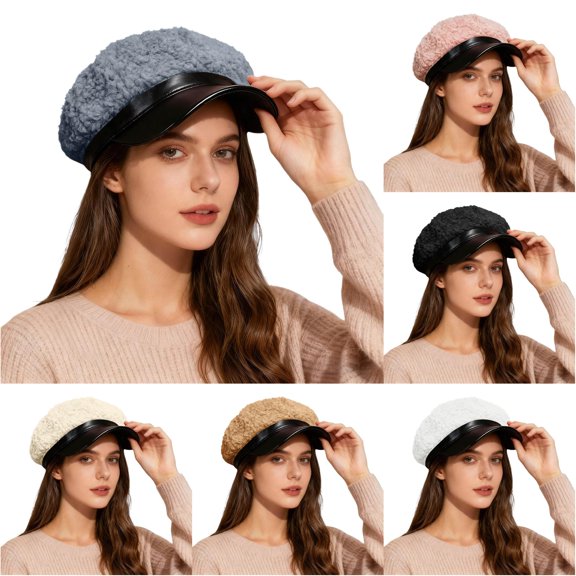 XIAOCHA Womens Mixed Newsboy Cap Solid Curved Brim Casual Hangout Newsboy Hats,Grey