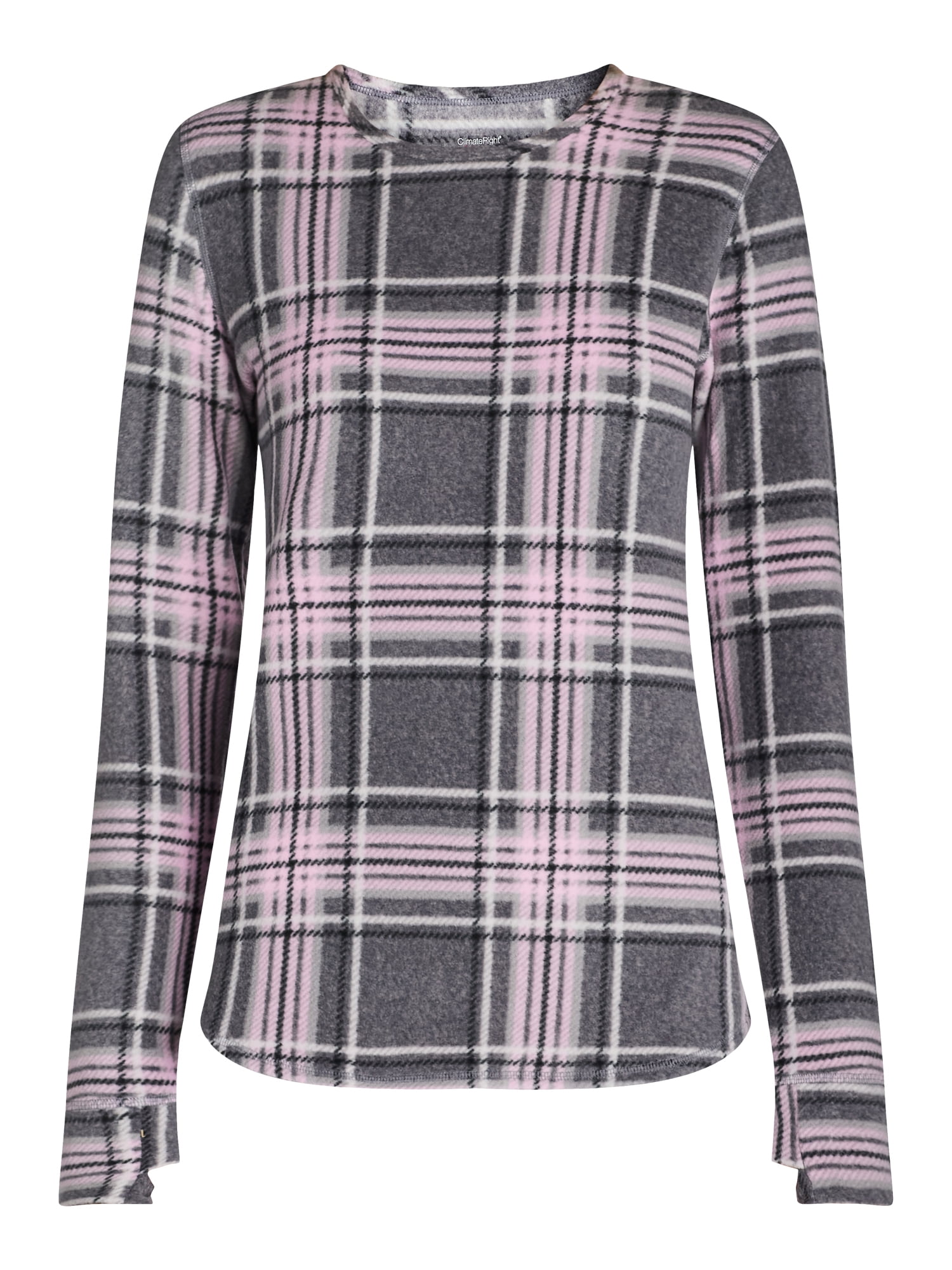 ClimateRight by Cuddl Duds Women's Warm Stretch Fleece Long Sleeve Crew Neck Thermal Base Layer Top, Sizes XS to 4X