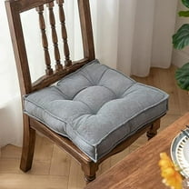 Nvzi Corduroy Striped Square Chair Cushion Pad Solid Tufted Seat Cushion Pads for Dining Chairs, Office Chairs, Car, Floor, Outdoor, Patio (Grey,18"x18"x3")