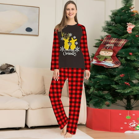 

DoubleYi Christmas Pajamas 1 Set Create Atmosphere Long Sleeves Fashion Mom Dad Kids Family Merry Christmas Matching Sets