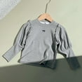 thumbnail image 4 of vdgthytj Toddler Baby Girls Long Sleeve Shirts Cute Ruffle Bowknot Embroidered Crew Neck Basic Tops Layering Tees, 4 of 4