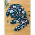 thumbnail image 3 of FOCUSNORM Toddler Boys 2PCS Pants Sets Long Sleeve Pattern Print Sweatshirt Tops and Drawstring Pants Sets, 3 of 9