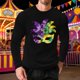 thumbnail image 2 of Mens Casual Camisetas de Manga Larga Cuello Redondo con Estampado de Carnaval, Suelto Elástico Top de Fitness para el Uso Diario, 2 of 5