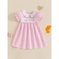 thumbnail image 3 of Lairauiy Kids Girls Summer Plaid Dress Letter Embroidery Short Sleeve A-Line Dress for Toddler Cute Clothes, 3 of 9