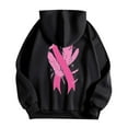 thumbnail image 5 of Cnbwig Oversized Sweatshirt for Women Cancer Day Ribbon Feather Print Zipper Long Sleeve Drawstring Sports Loose with Pocket Trend Hoodies for Fall A-Black L, 5 of 5