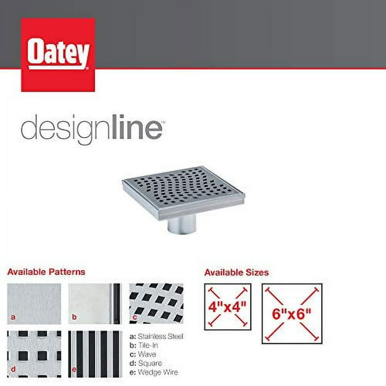 Oatey Designline 4 in. x 4 in. Stainless Steel Square Shower Drain with  Square Pattern Drain Cover in Matte Black DS32040 - The Home Depot