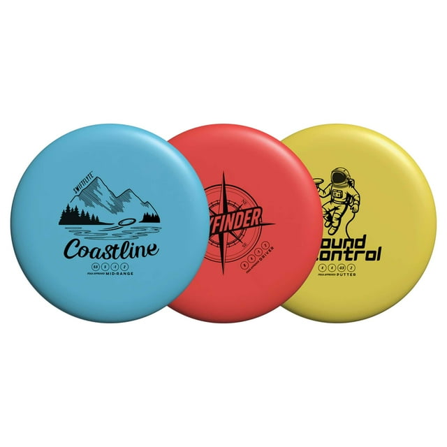 Swiftflyte Disc Golf Starter Set, 3-Piece Driver, Mid-Range and Putter Set, Recycled Plastic Discs, PDGA Approved